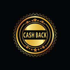 Fototapeta na wymiar Cash back gold stamp on black background