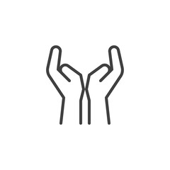 Praying hands line icon. linear style sign for mobile concept and web design. Two hands hold outline vector icon. Symbol, logo illustration. Vector graphics