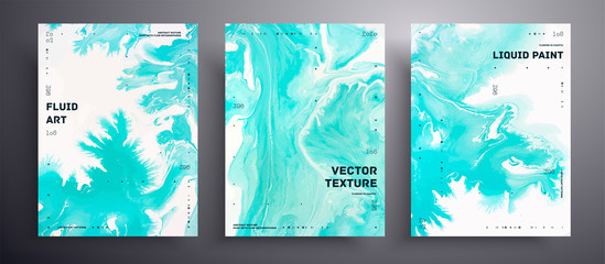Abstract vector banner, set of modern design fluid art covers. Artistic background that can be used for design cover, invitation, flyer and etc. Blue and white universal trendy painting backdrop