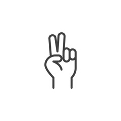 Fototapeta na wymiar Victory hand gesture line icon. linear style sign for mobile concept and web design. Hand showing two fingers outline vector icon. Symbol, logo illustration. Vector graphics