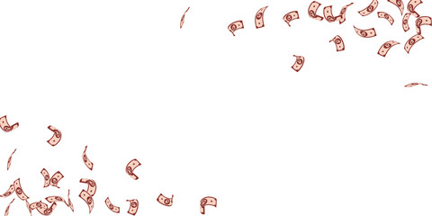 Russian ruble notes falling. Sparse RUB bills on w