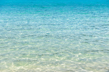 clear sea water reflects sunlight.