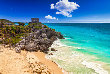 Beautiful Tulum beach at Caribbean sea, Mexico