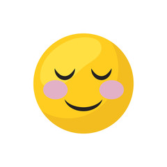 Blushing emoji face flat style icon vector design