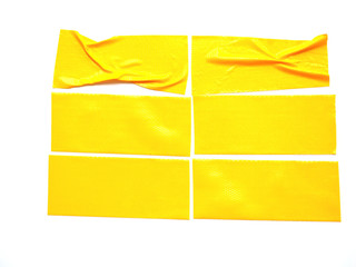 Set of color banners yellow scotch tape- sticky tape cut on white background. can use business-paperwork-banner products	