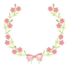 Frame with pink flower beautiful and ribbon