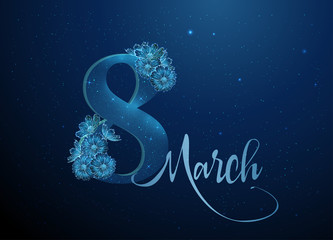 Abstract 8 March card with number eight and flowers