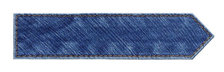 Blue jeans arrow tag, isolated