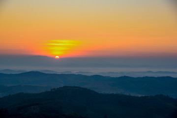 sunset in the mountains