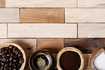 Fresh coffee in ceramic cup