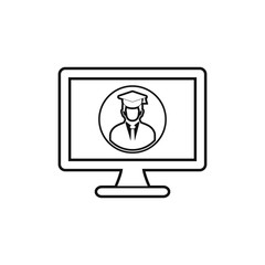 E- Learning line icon. Flat style vector.