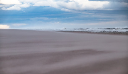 Beach Sand with High Winter Winds Landscape
