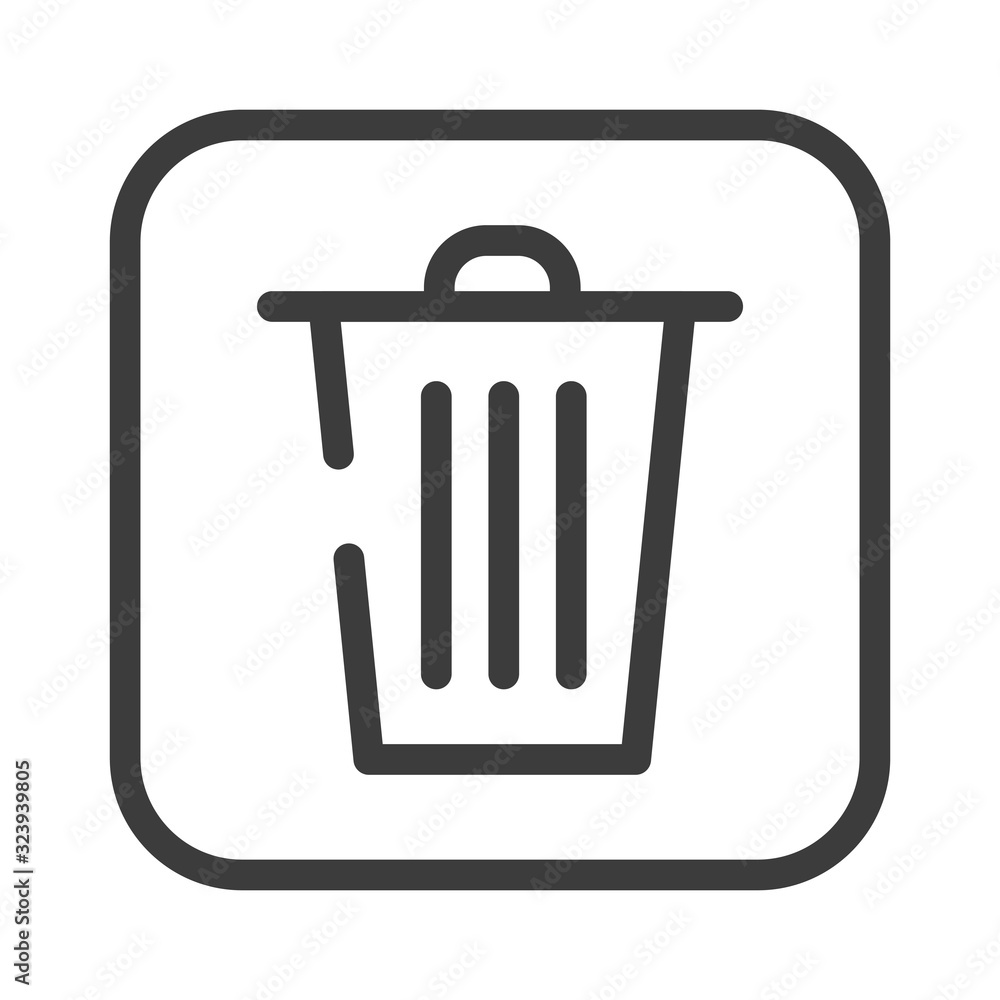 Poster trash bin black line icon. public navigation. pictogram for web page, mobile app, promo. ui ux gui d