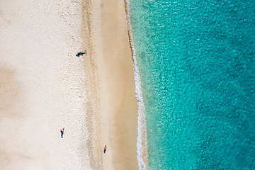 Fototapeta na wymiar Aerial view of Laginha beach in Mindelo city in Sao Vicente Island in Cape Verde
