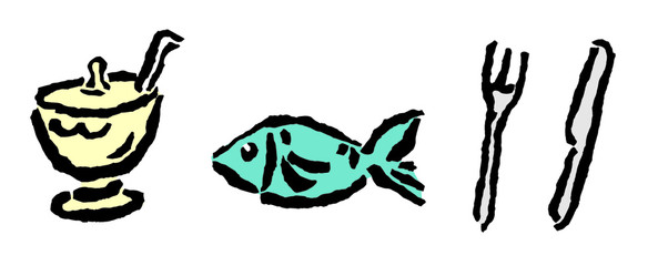 Suppe, Fisch und Besteck