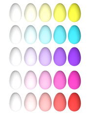 set of colored eggs on a white background ideal for postcards and easter themed backgrounds