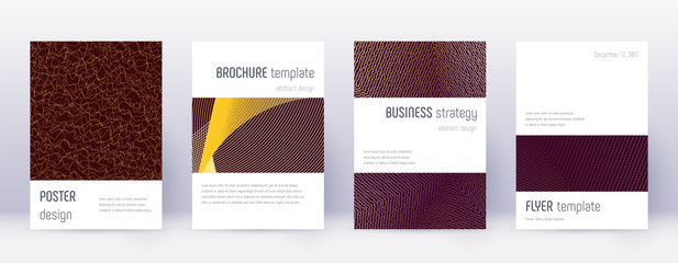 Minimalistic brochure design template set. Gold ab
