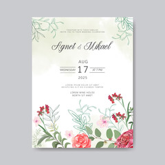wedding invitation with beautiful and romantic floral themes