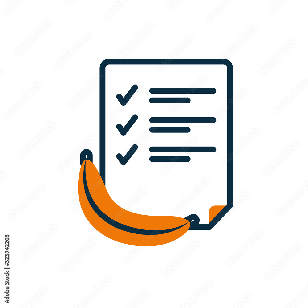 Poster banana and document half line half color style icon vector design