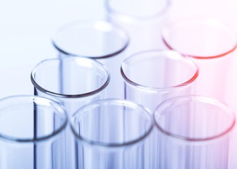 Science laboratory glass test tubes, laboratory equipment