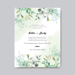 wedding invitation with beautiful and romantic floral themes