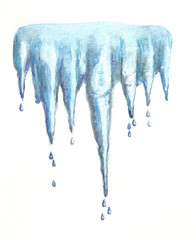 Icicle. Illustration for children's book. Original watercolor painting