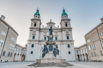 Fototapeta premium Cathedral square (Domplatz) located at Salzburg, Austria