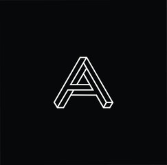 Outstanding professional elegant trendy awesome artistic black and white color 3d A AA initial based Alphabet icon logo.