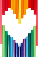 Multicolored pencils in the form of a heart