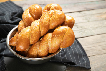 Greek easter buns. Greek Easter. Italian Easter. Traditional easter bread. Easter eggs.Close-up