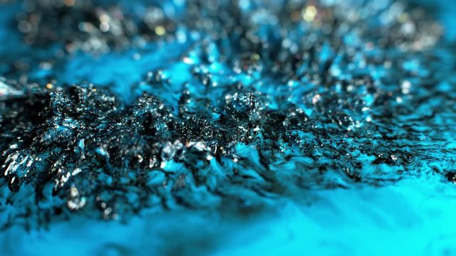 Magnetic Blue Iron Filings Moved By Magnet Force