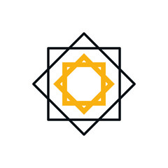 Islamic star half line half color style icon vector design