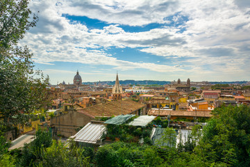 Fototapeta na wymiar High view over the rooftops of Rome