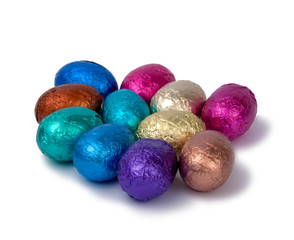 chocolate easter eggs isolated on the white