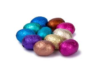 chocolate easter eggs isolated on the white
