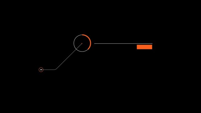 Lower third. Line animation with orange circle and orange rectangle. Name call on the left. No Background Video
