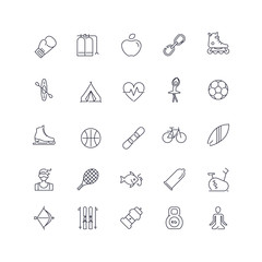 Line icons set. Active life pack. Vector 
