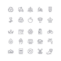 Line icons set. Eco pack. Vector illustration 