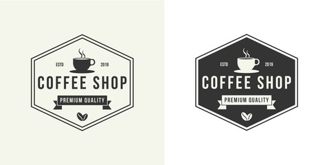 Coffee shop logo design template. Retro coffee emblem. Vector