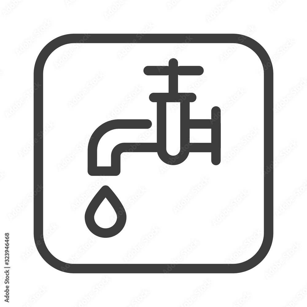 Poster pipeline tap black line icon. plumbing services sign. public navigation. pictogram for web page, mob