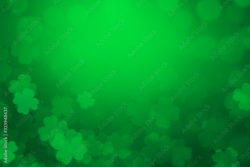 Aufkleber st patrick's day background green clover leaf bokeh lights defocused for st patrick's day celebratio