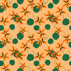 Colorful orange flower seamless pattern