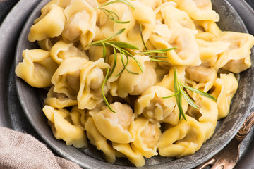Meat Dumplings - russian boiled pelmeni in plate