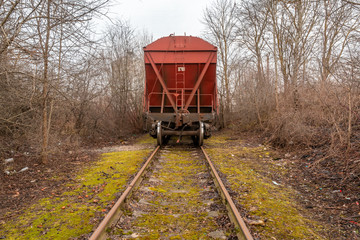 Fototapeta na wymiar Back view of grain hopper on the railway