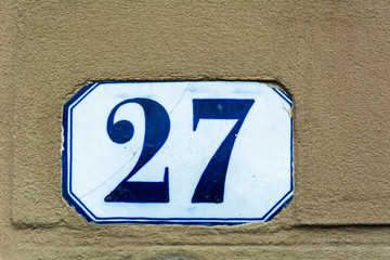 house number twenty seven ( 27 )