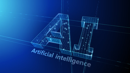 AI artificial intelligence digital network computer technology 3D illustration.