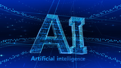 AI artificial intelligence digital network computer technology 3D illustration.