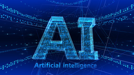 AI artificial intelligence digital network computer technology 3D illustration.