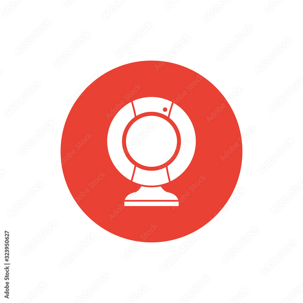 Poster cctv camera block style icon vector design