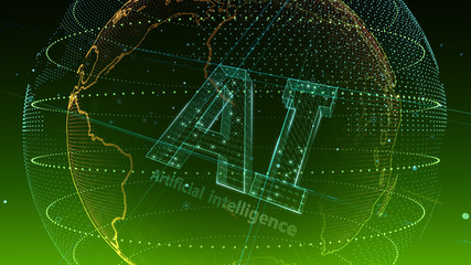AI artificial intelligence digital network computer technology 3D illustration.